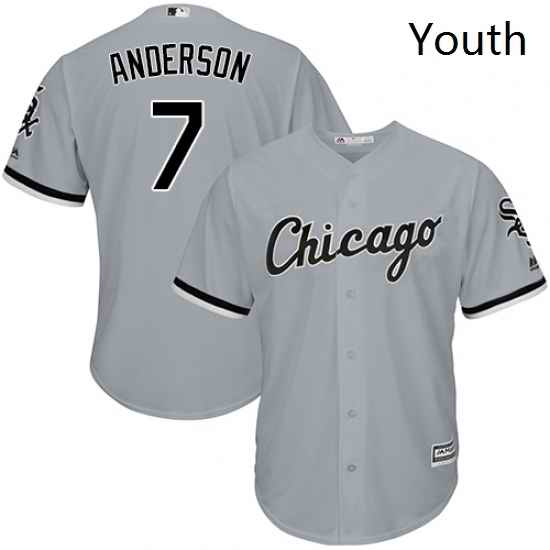 Youth Majestic Chicago White Sox 7 Tim Anderson Authentic Grey Road Cool Base MLB Jersey